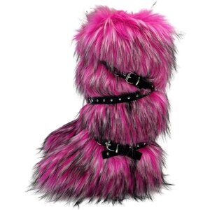 Women’s Rose Y2K Style Fur Boots Tall Fuzzy Pink Comfortable Winter Footwear